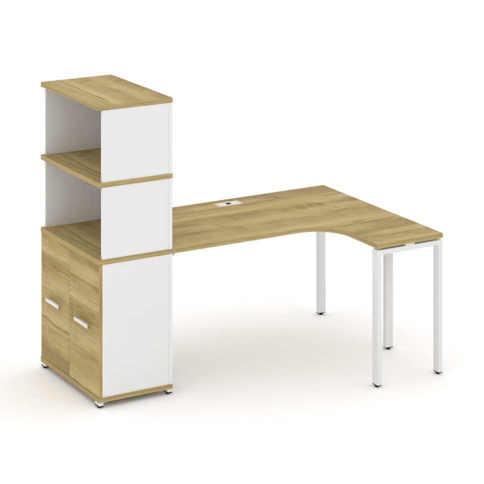 Concept Стол эргономичный с опорным распаш. шкафом с надставкой выс. CN.SA-215(R) W Дуб Винченцо/Бе Concept Стол эргономичный с опорным распаш. шкафом с надставкой выс. CN.SA-215(R) W Дуб Винченцо/Бе
