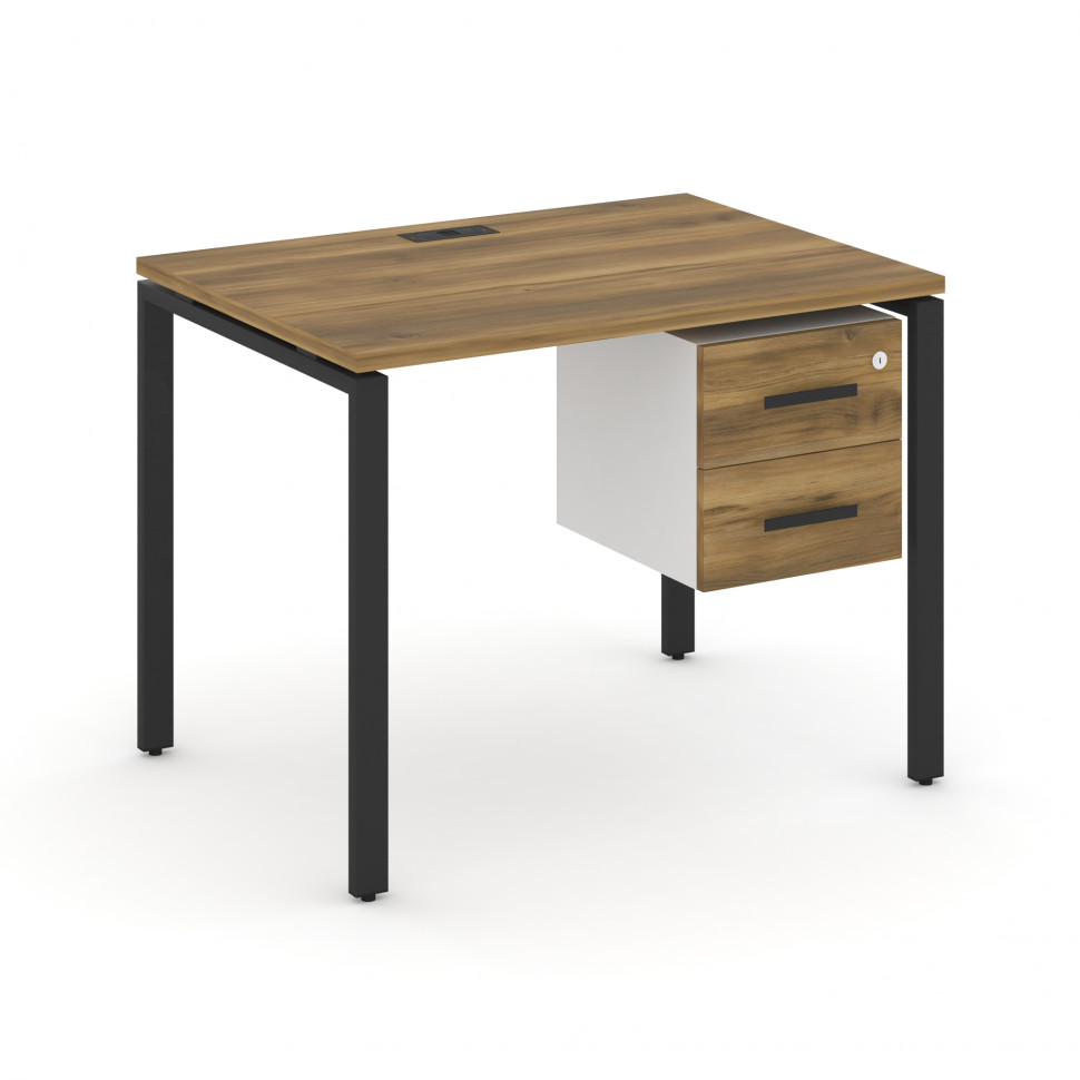 Concept Стол рабочий с подвесной тумбой с 2 ящ. CN.SP-113 B Сандал Янтарный/Белый Бриллиант/Металл Ч Concept Стол рабочий с подвесной тумбой с 2 ящ. CN.SP-113 B Сандал Янтарный/Белый Бриллиант/Металл Ч