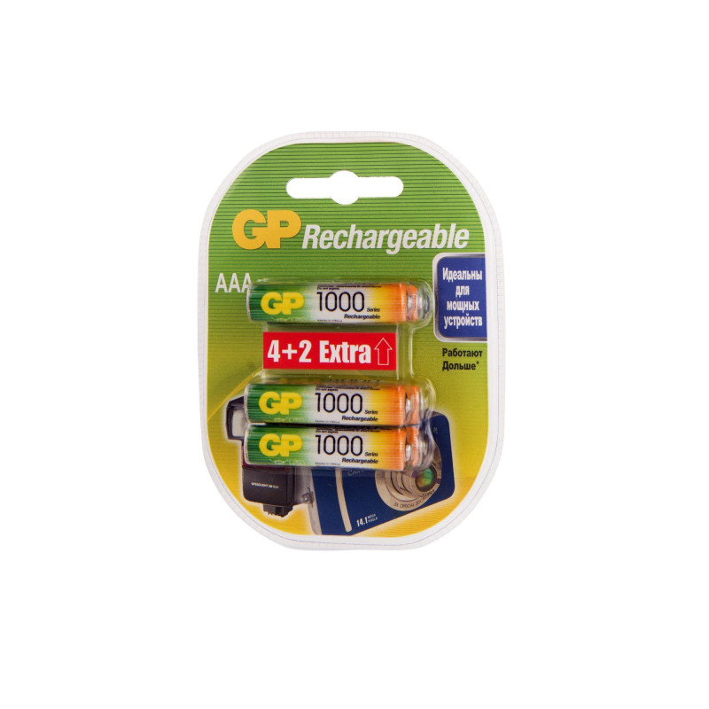 Аккумулятор GP 100AAAHC4/2-2CR6 AАА 1000 series.(min 950mAh) 6 шт Аккумулятор GP 100AAAHC4/2-2CR6 AАА 1000 series.(min 950mAh) 6 шт