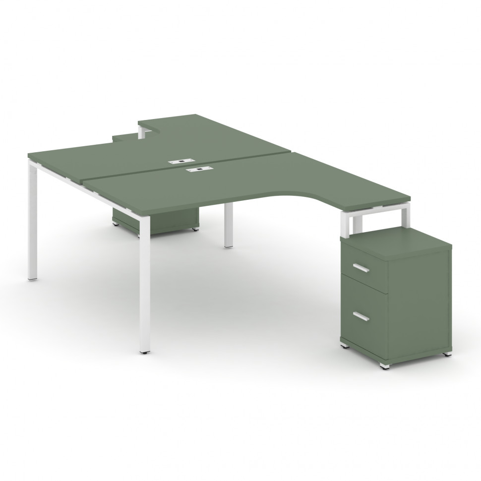 Concept Рабочая станция с 2 опорными тумбами CN.DSA-308 W Кобо/Металл Белый 1580*2400*750