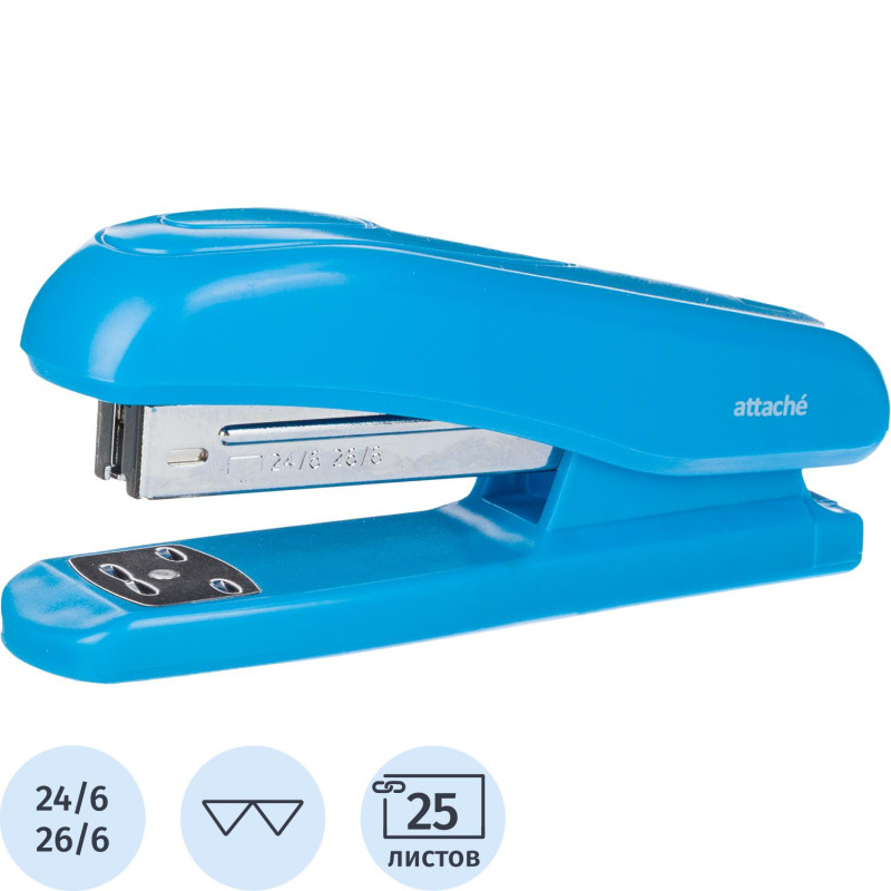Степлер Attache Economy до 25 листов, 24/6, 26/6, пласиковый корпус, синий