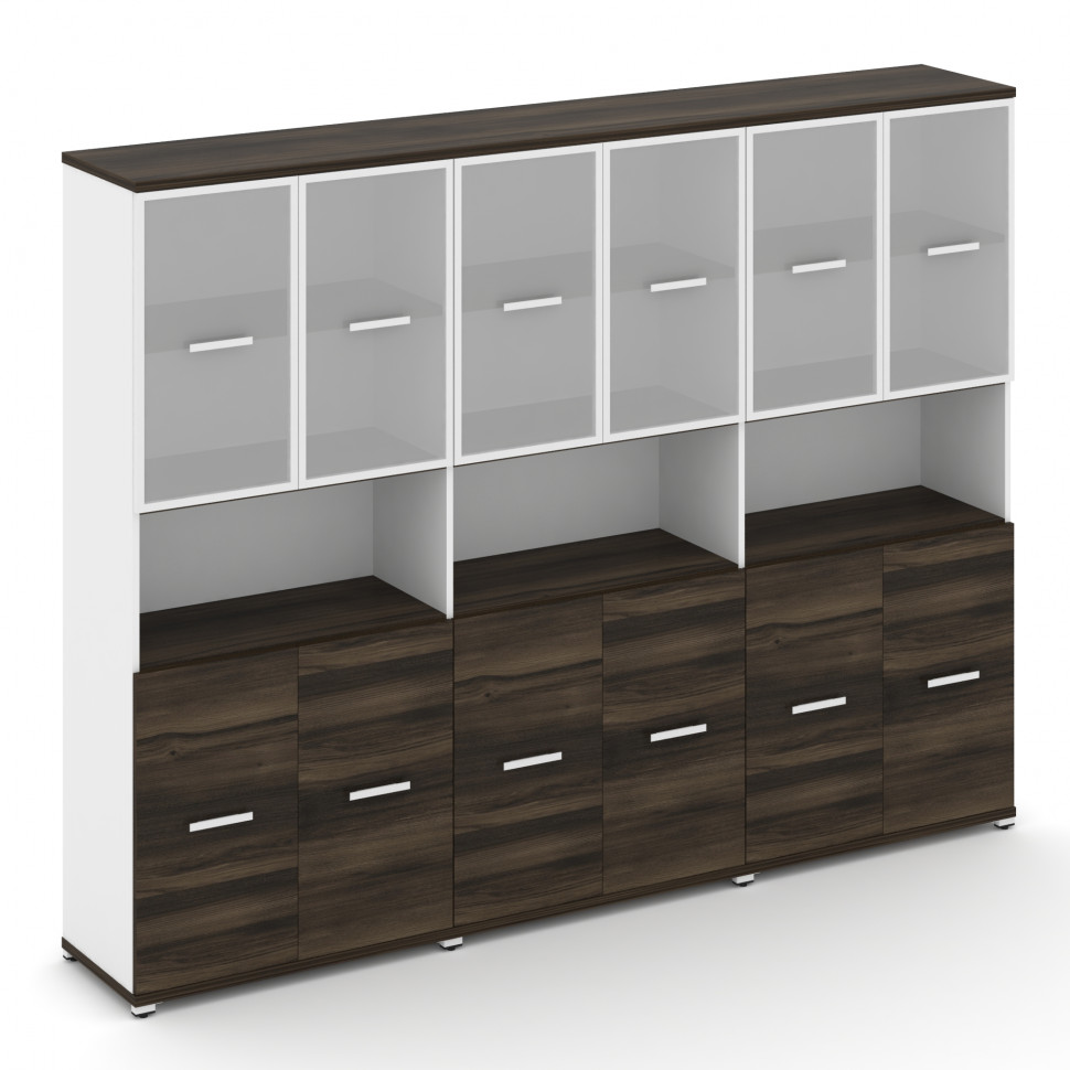 Concept Шкаф 3 широкие секции, 5 ниш CN.STS-533 RMW W Дуб Мали/Белый Бриллиант/Металл Белый/Сатин 25