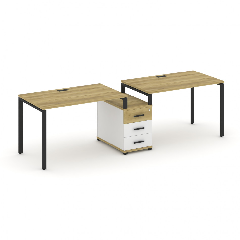 Concept Рабочая станция 2 места с 1 опорной тумбой CN.ORS-302 B Дуб Винченцо/Белый Бриллиант/Металл Concept Рабочая станция 2 места с 1 опорной тумбой CN.ORS-302 B Дуб Винченцо/Белый Бриллиант/Металл