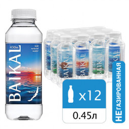 Вода негазированная питьевая BAIKAL 430 (Байкал 430) 0,45 л, пластиковая бутылка, 4670010850450