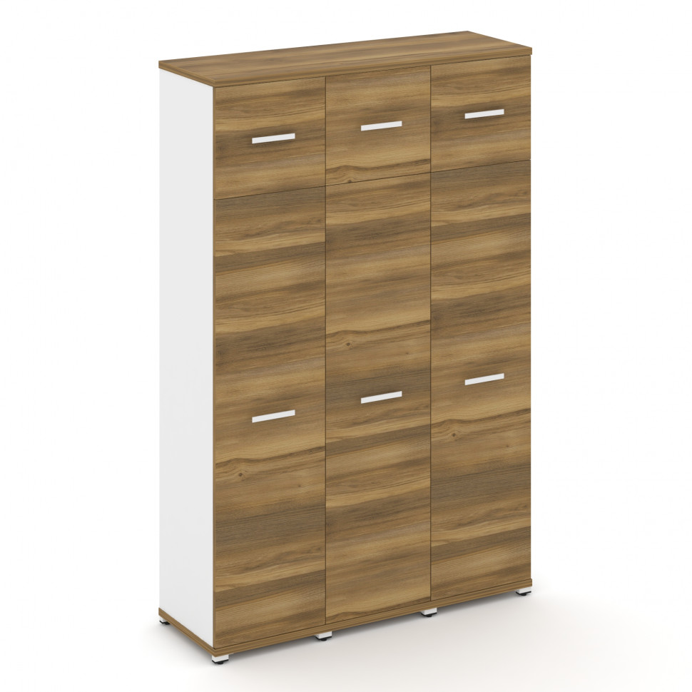 Concept Шкаф 3 узкие секции, 5 ниш CN.STU-537 W Сандал Янтарный/Белый Бриллиант/Металл Белый 1252*42