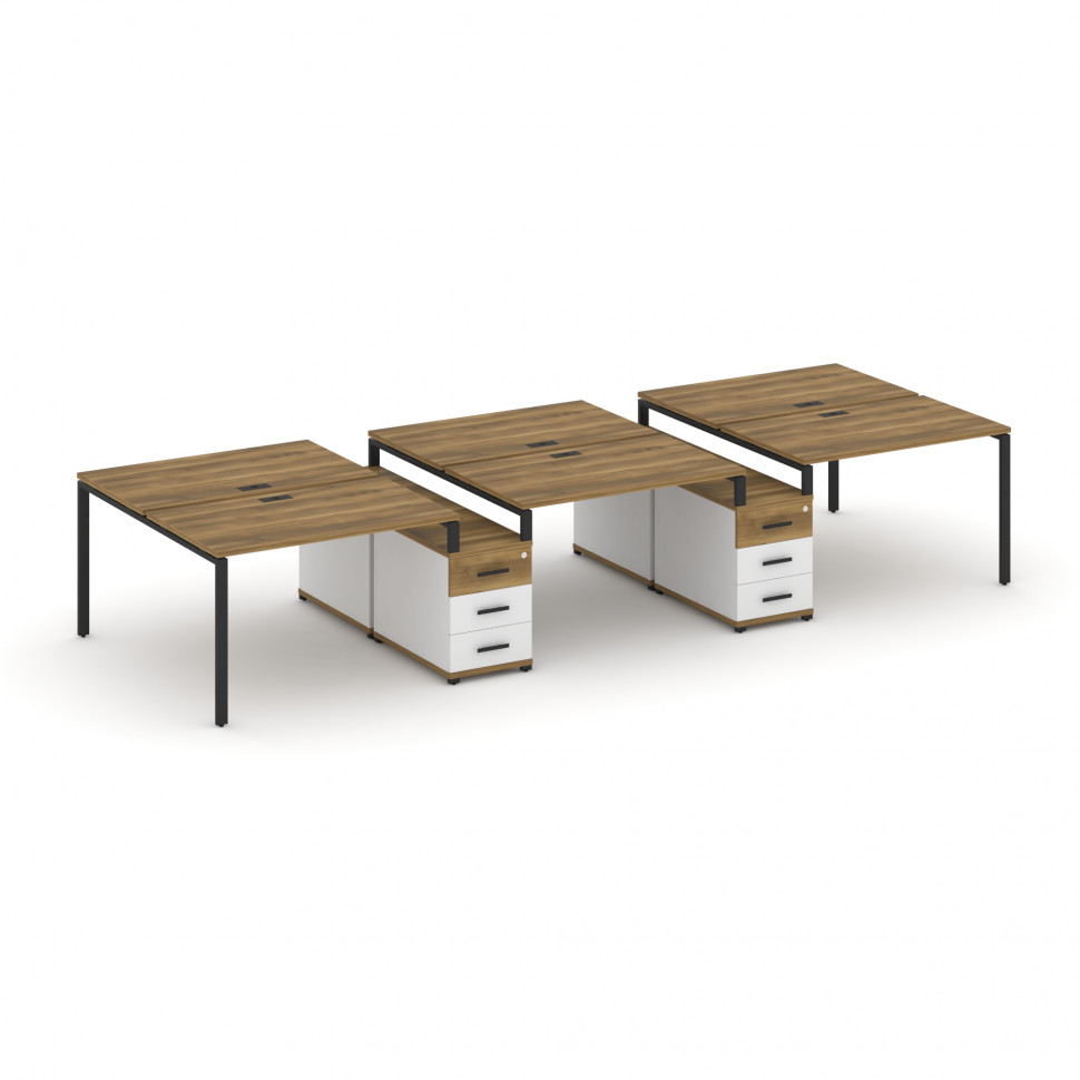 Concept Рабочая станция 6 мест с 2 двухсторонними опорными тумбами CN.DRS-334 B Сандал Янтарный/Белы Concept Рабочая станция 6 мест с 2 двухсторонними опорными тумбами CN.DRS-334 B Сандал Янтарный/Белы