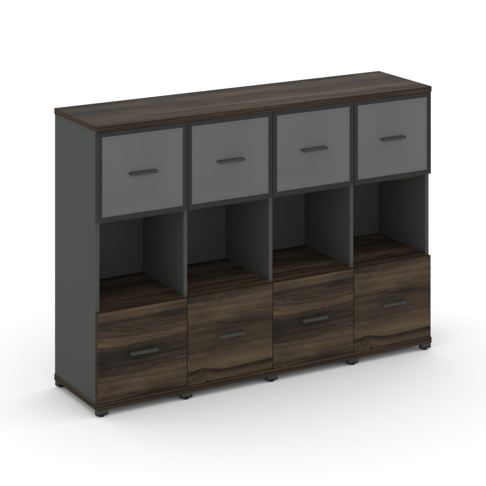 Concept Шкаф 4 узкие секции, 3 ниши CN.STU-345 RPB A Дуб Мали/Антрацит/Металл Антрацит/Прозрачный 16