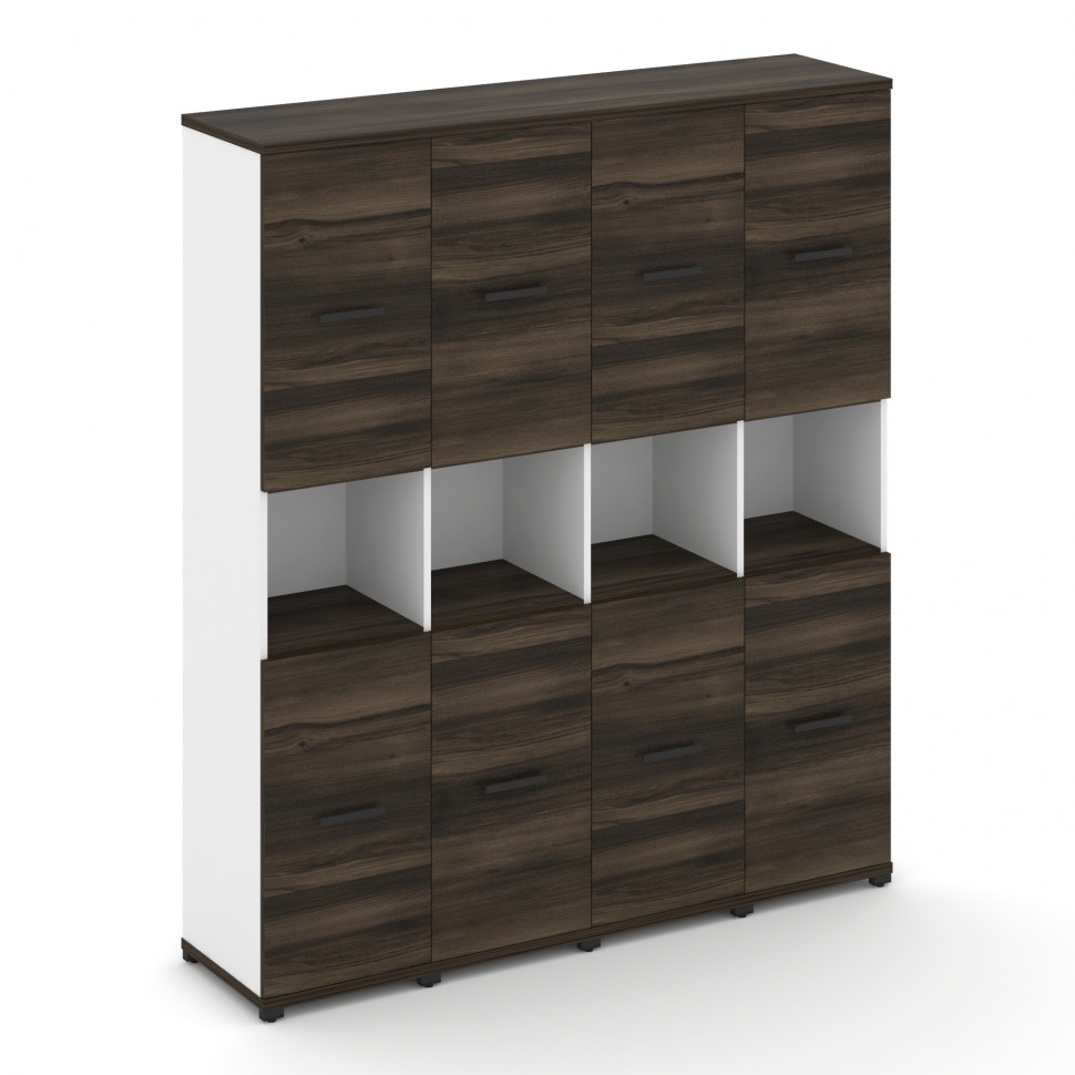 Concept Шкаф 4 узкие секции, 5 ниш CN.STU-543 B Дуб Мали/Белый Бриллиант/Металл Черный 1668*420*1922