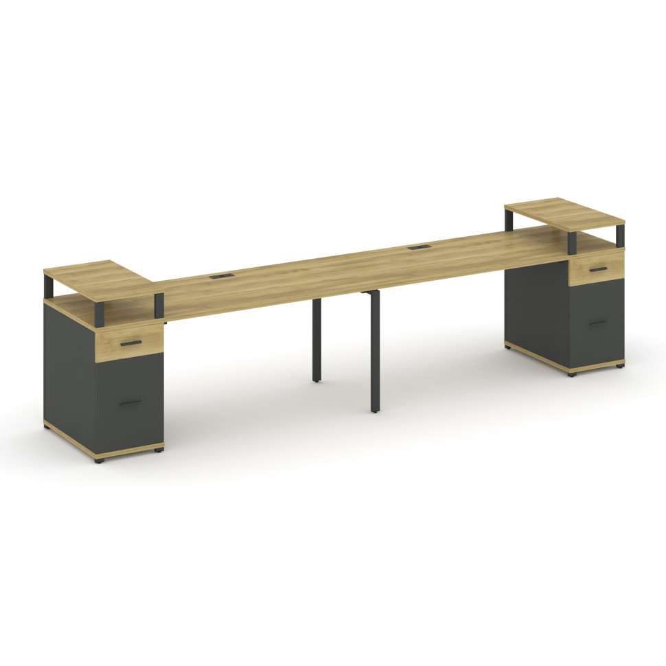 Concept Рабочая станция 2 места с 2 опорными тумбами CN.ORS-432 A Дуб Винченцо/Антрацит/Металл Антра Concept Рабочая станция 2 места с 2 опорными тумбами CN.ORS-432 A Дуб Винченцо/Антрацит/Металл Антра
