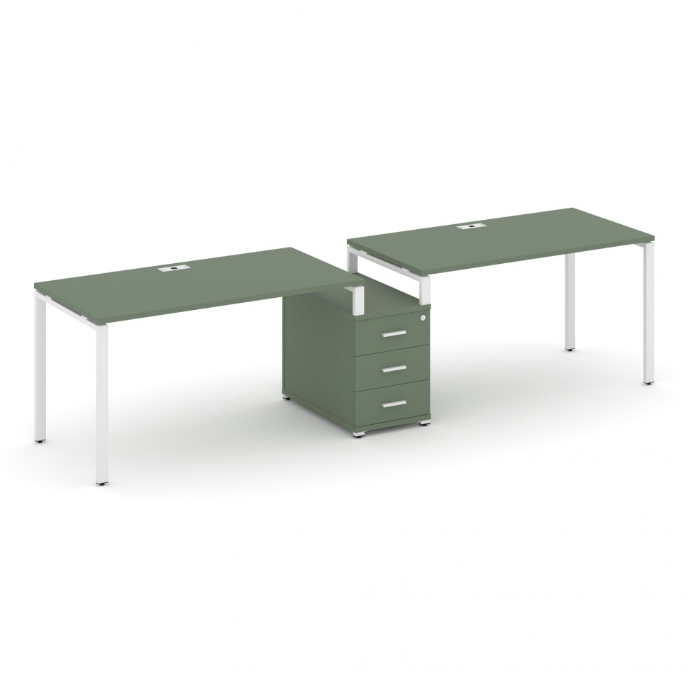 Concept Рабочая станция 2 места с 1 опорной тумбой CN.ORS-301 W Кобо/Металл Белый 2272*720*750