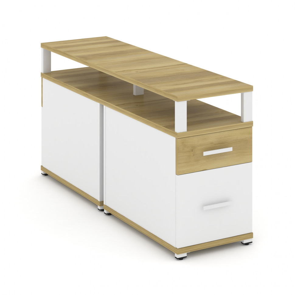 Concept Тумба двухсторонняя приставная 1 ящ.+1 распаш. фасад с надставкой. CN.DTGP-002 W Дуб Винченц