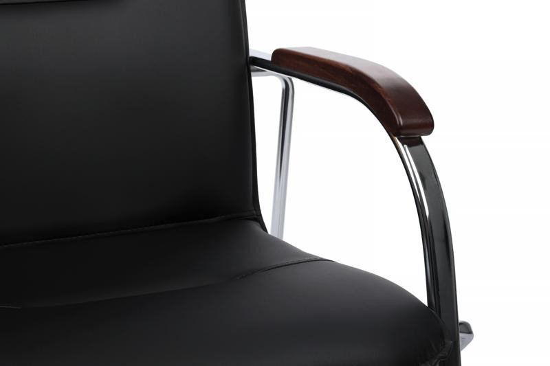 Стул самба с деревянными подлокотниками SMB-02H Хром гальв. Черный