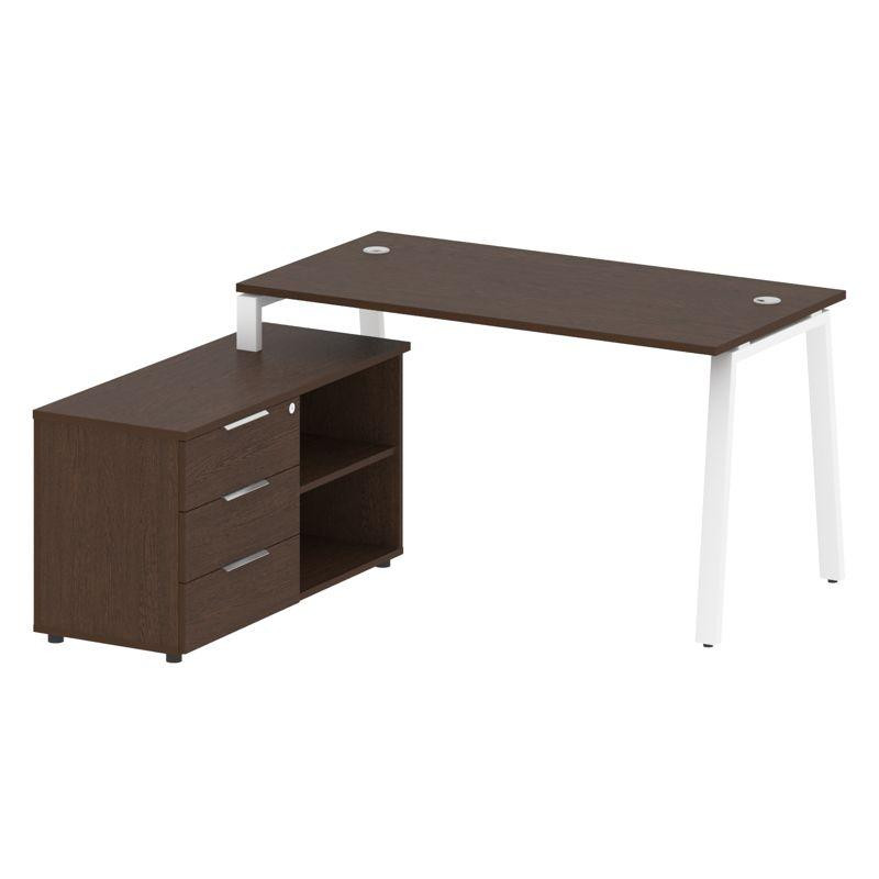 Metal System Рабочая станция с тумбой на А-образном м/к БА.РС-СТС-2.3 (L) Венге Цаво/Металл Белый 15