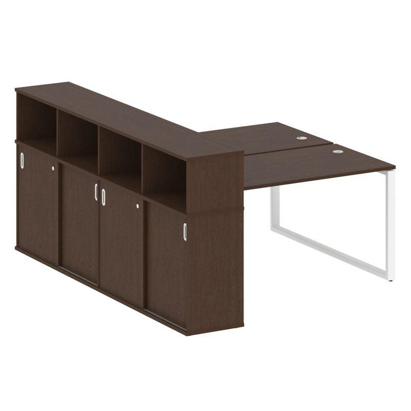 Metal System Рабочая станция с шкафом-купе на О-образном м/к БО.РС-СШК-4.3 Т Венге Цаво/Металл Белый