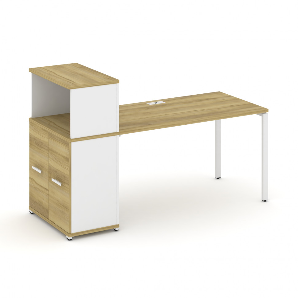 Concept Стол рабочий с опорным распаш. шкафом с надставкой низ. CN.SP-227 W Дуб Винченцо/Белый Брилл Concept Стол рабочий с опорным распаш. шкафом с надставкой низ. CN.SP-227 W Дуб Винченцо/Белый Брилл