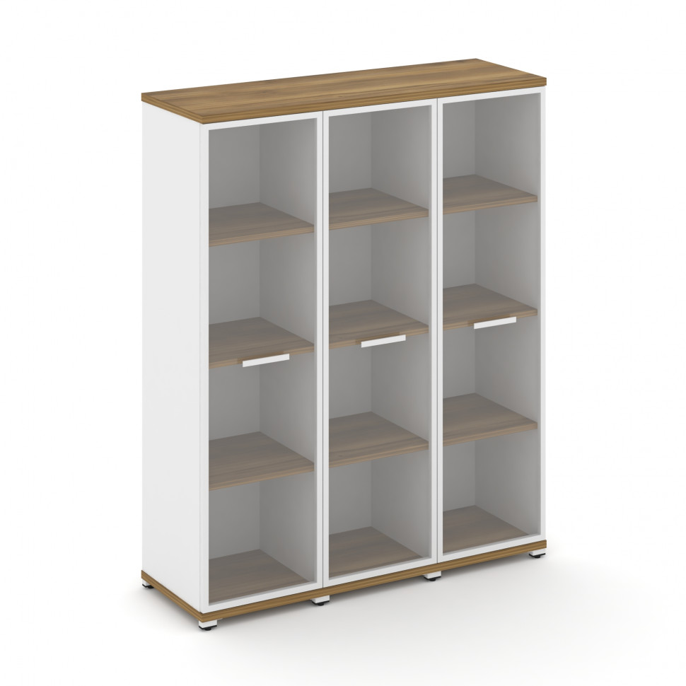 Concept Шкаф 3 узкие секции, 4 ниши CN.STU-436 RPW W Сандал Янтарный/Белый Бриллиант/Металл Белый/Пр