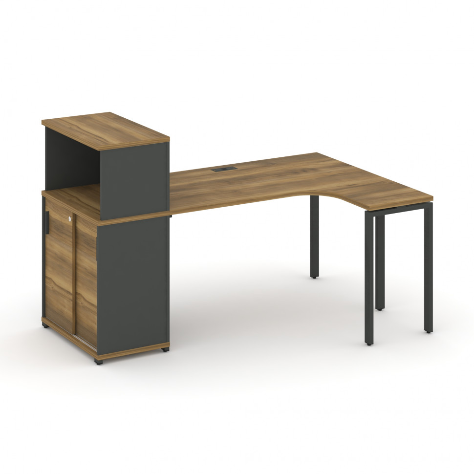 Concept Стол эргономичный с опорным шкафом-купе с надставкой низ.  CN.SA-220(R) A Сандал Янтарный/Ан