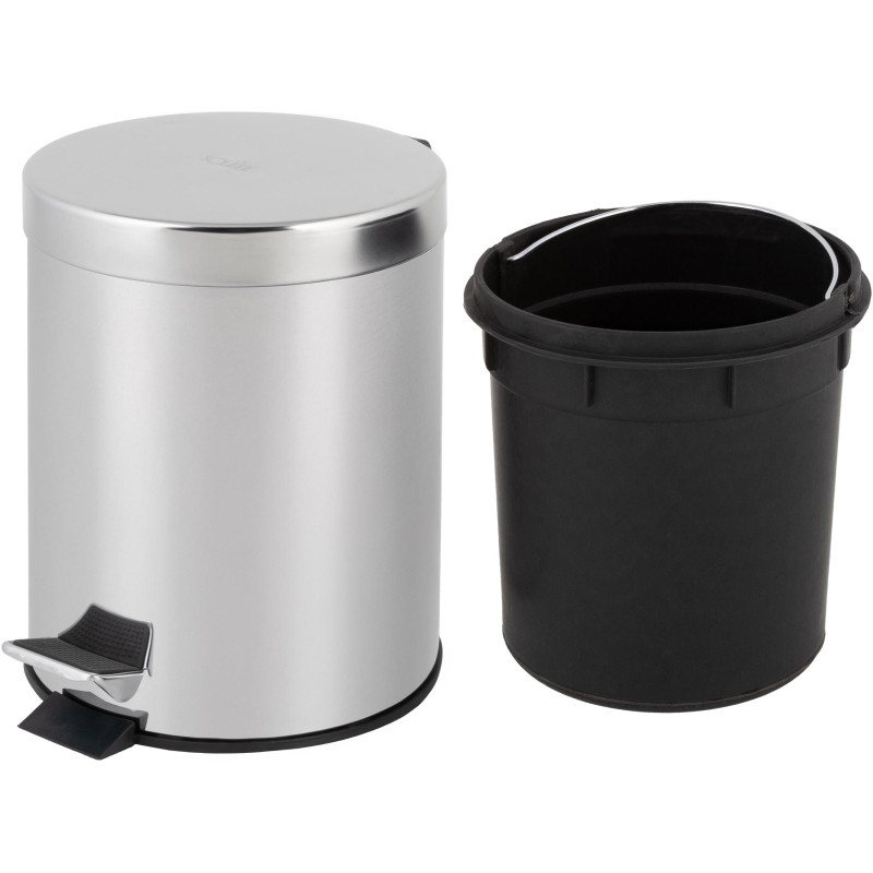 Ведро мусорное с педалью 5 л нерж.сталь, металл с педалью, внутр.контейнер