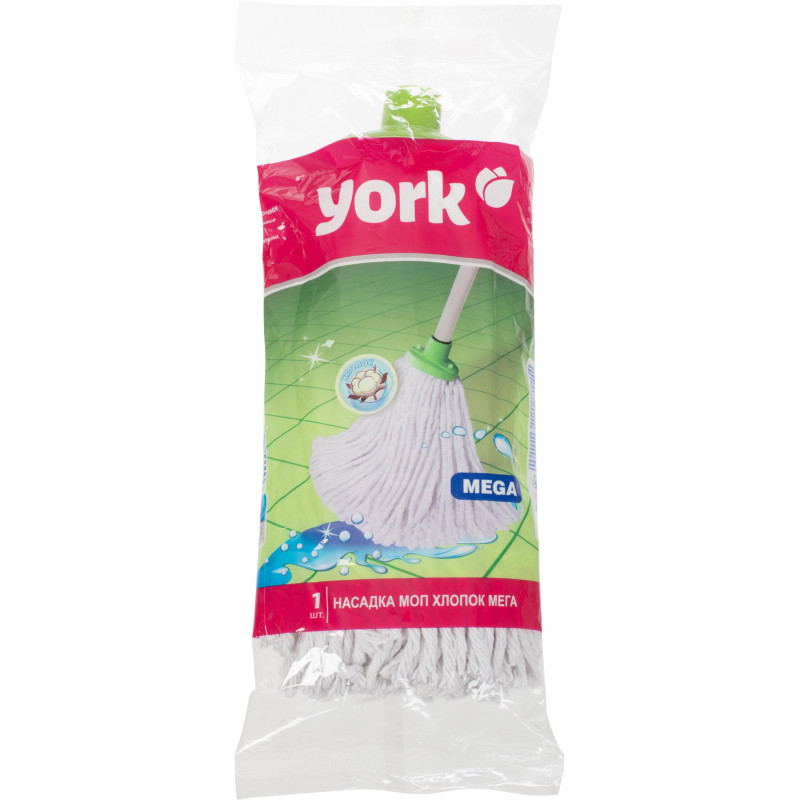 Насадка МОП для швабры веревочная York МЕГА хлопок 200 г Насадка МОП для швабры веревочная York МЕГА хлопок 200 г