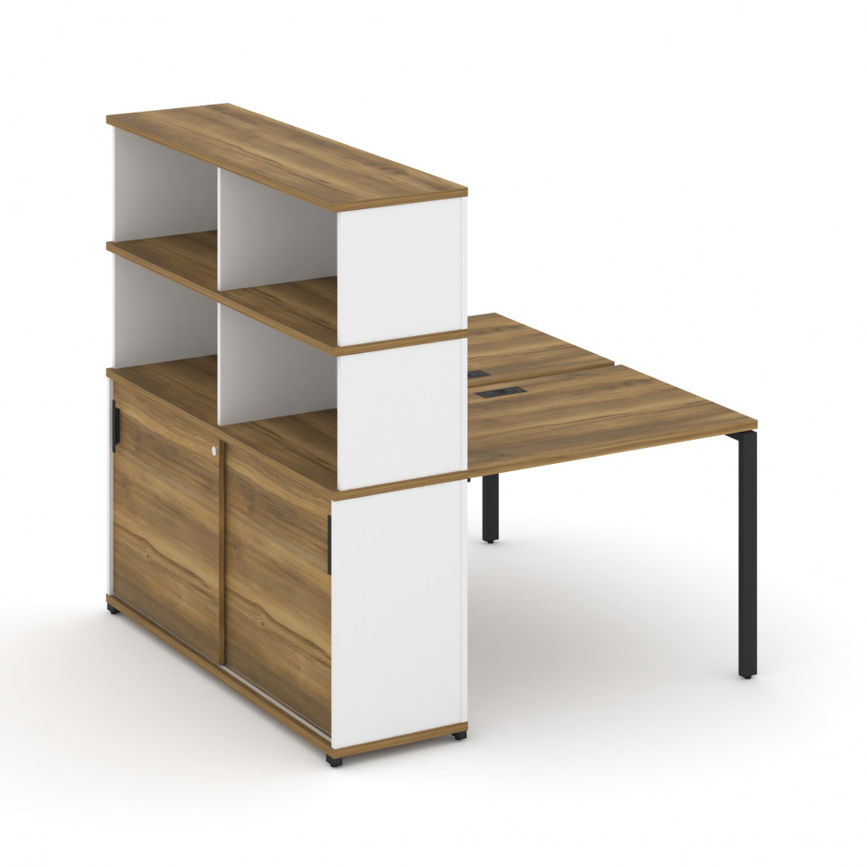 Concept Рабочая станция с опорным шкафом-купе с надставкой выс. CN.DRS-241 B Сандал Янтарный/Белый Б