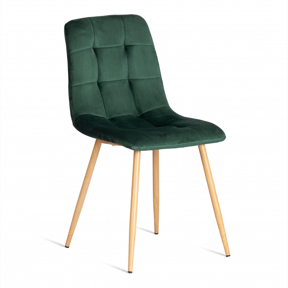 Стул CHILLY (mod. 7094-1) вельвет/металл, 44,5х52,5х86 см, dark green (темно-зеленый) HLR57 / натуральный