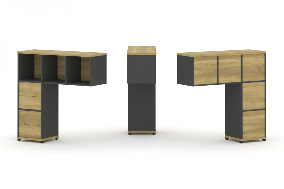 Concept Надставка низкая CN.ONN-003 Дуб Винченцо/Антрацит/Металл Антрацит 1099*365*1130