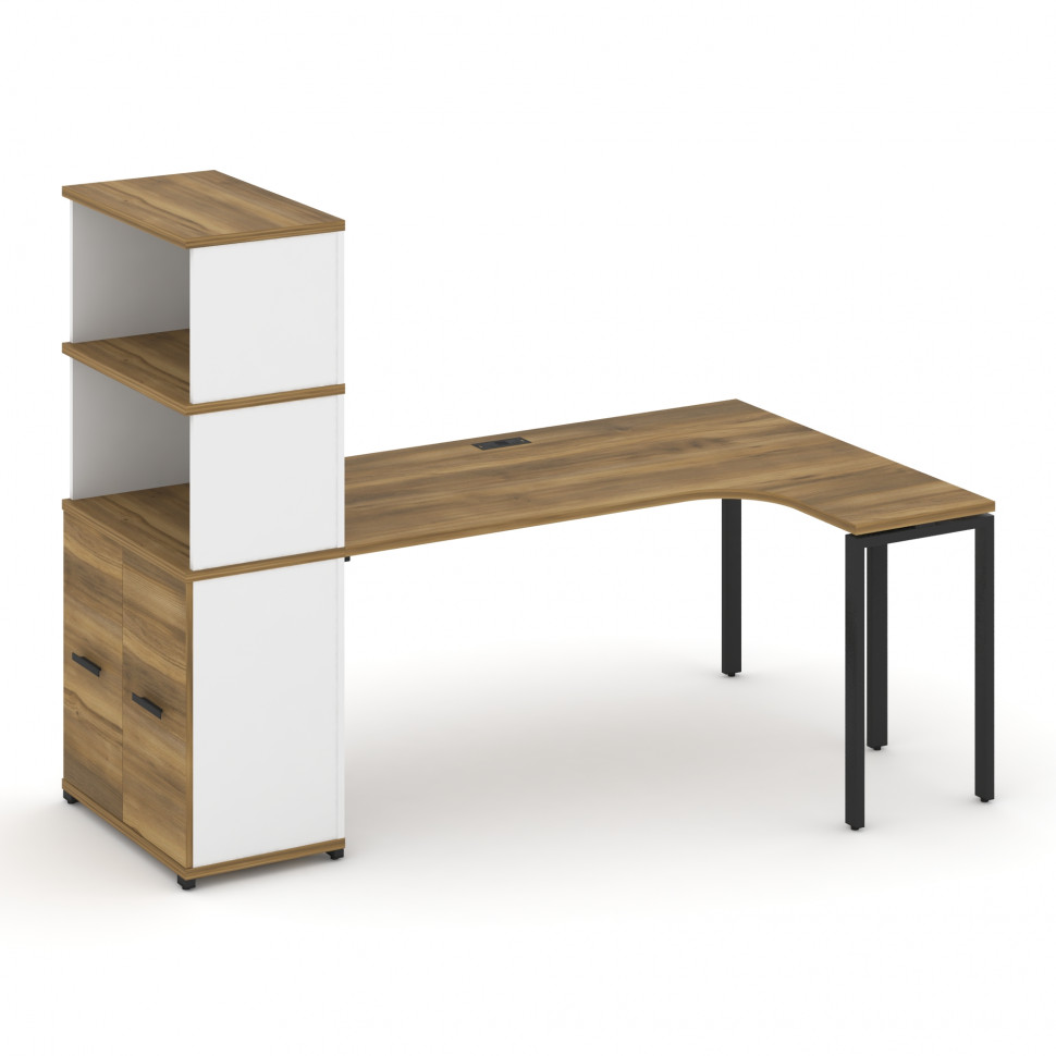 Concept Стол эргономичный с опорным распаш. шкафом с надставкой выс.  CN.SA-216(R) B Сандал Янтарный