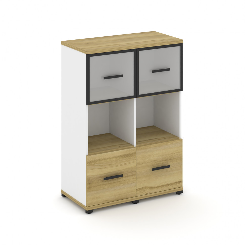 Concept Шкаф 2 узкие секции, 3 ниши CN.STU-325 RMB B Дуб Винченцо/Белый Бриллиант/Металл Черный/Сати