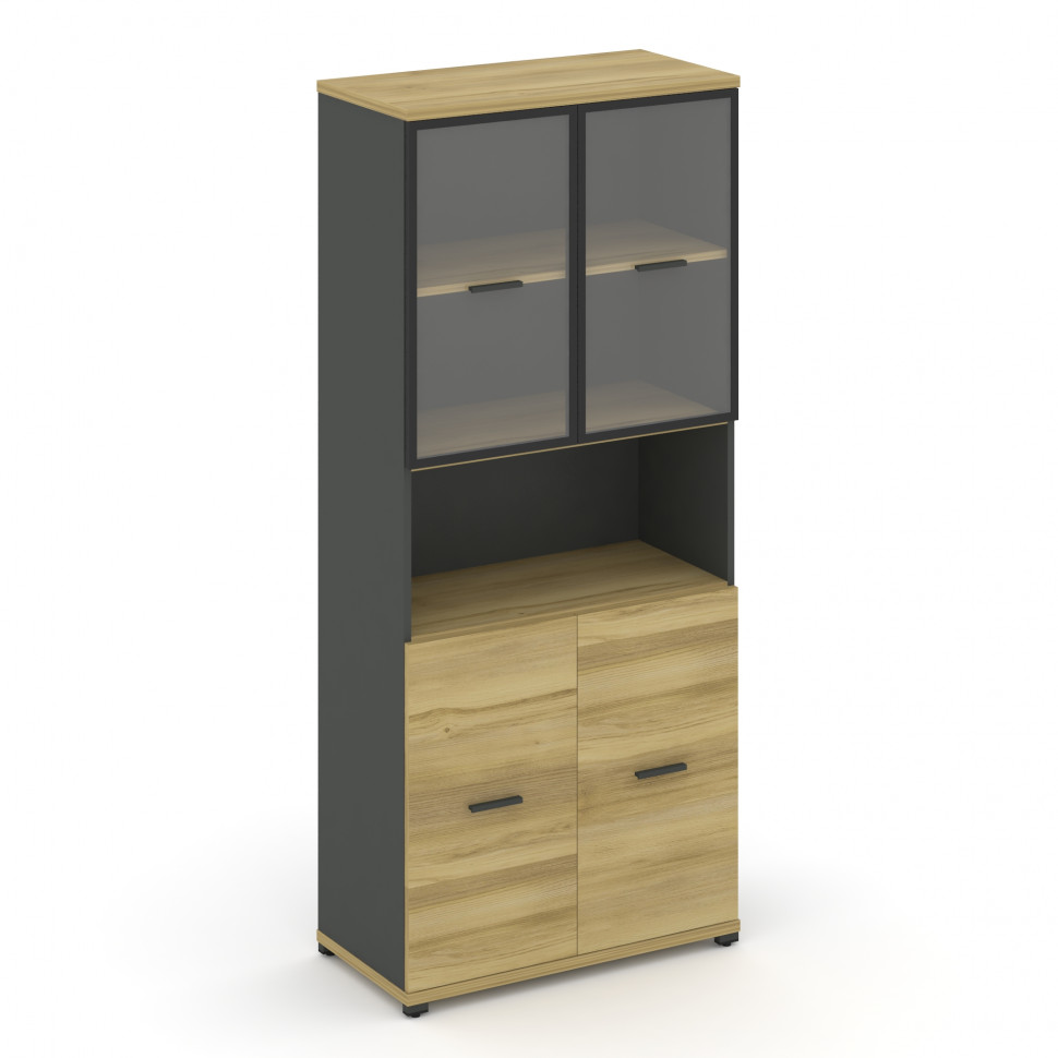 Concept Шкаф 1 широкая секция, 5 ниш CN.STS-513 RPB A Дуб Винченцо/Антрацит/Металл Антрацит/Прозрачн
