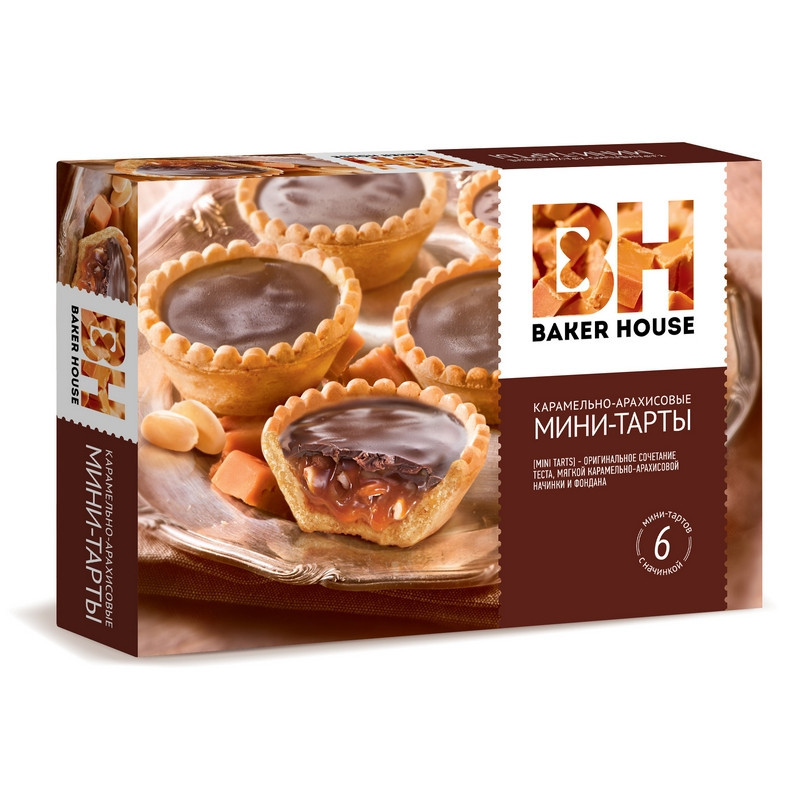 Пирожное Мини-тарты Baker House с карамельно-арахисовой начинкой, 240г
