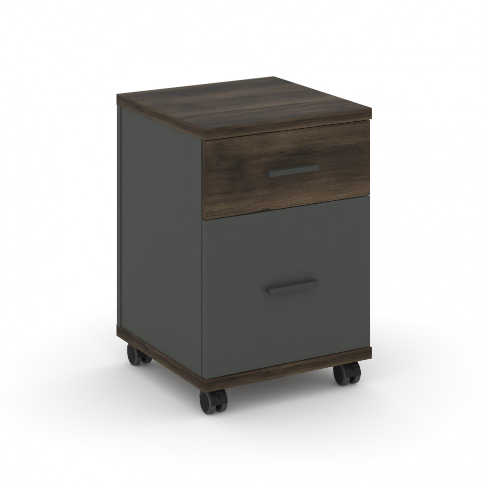 Concept Тумба мобильная 1 ящ.+1 распаш. фасад CN.TUM-009 A Дуб Мали/Антрацит/Металл Антрацит 420*420