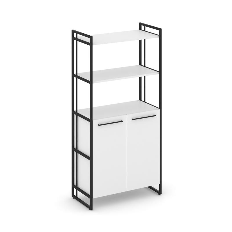 Rift Шкаф 4 ниши широкий RF.SS-44 Белый Бриллиант/Металл Черный/Черный Ручки 798*396*1648