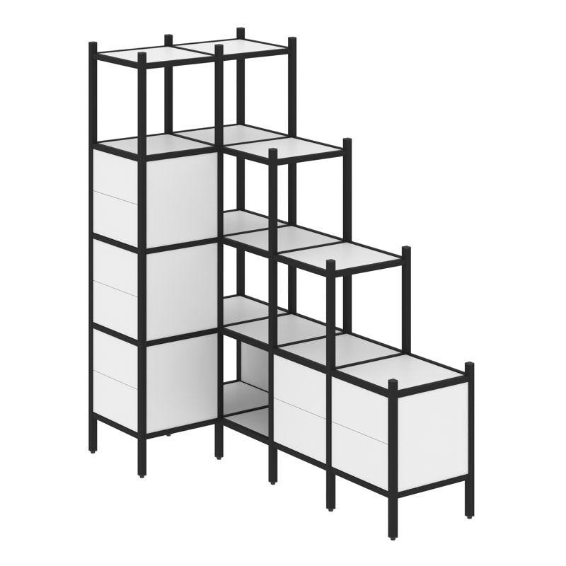 Loft Угловой внутренний стеллаж VR.L-42 Белый Бриллиант/Металл Черный 862*1694*1869 Loft Угловой внутренний стеллаж VR.L-42 Белый Бриллиант/Металл Черный 862*1694*1869