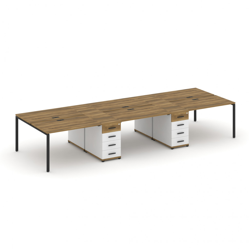 Concept Рабочая станция 6 мест с 2 опорными тумбами CN.DRS-450 B Сандал Янтарный/Белый Бриллиант/Мет Concept Рабочая станция 6 мест с 2 опорными тумбами CN.DRS-450 B Сандал Янтарный/Белый Бриллиант/Мет