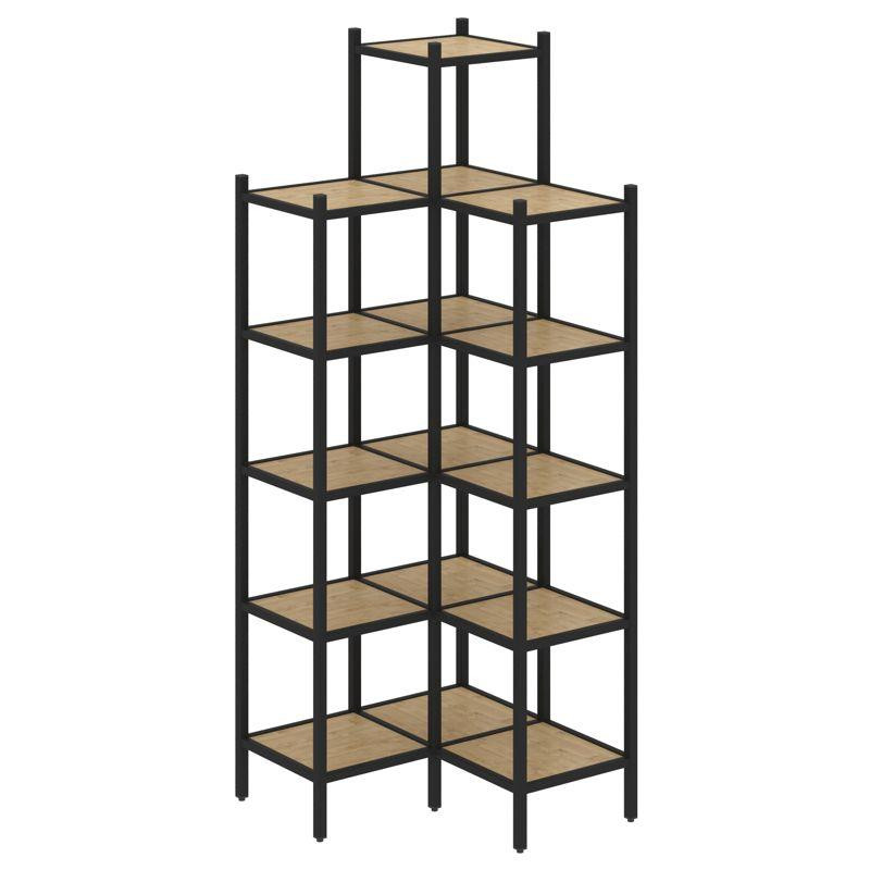 Loft Угловой внутренний стеллаж VR.L-46 Тиквуд Светлый/Металл Черный 862*862*2280 Loft Угловой внутренний стеллаж VR.L-46 Тиквуд Светлый/Металл Черный 862*862*2280