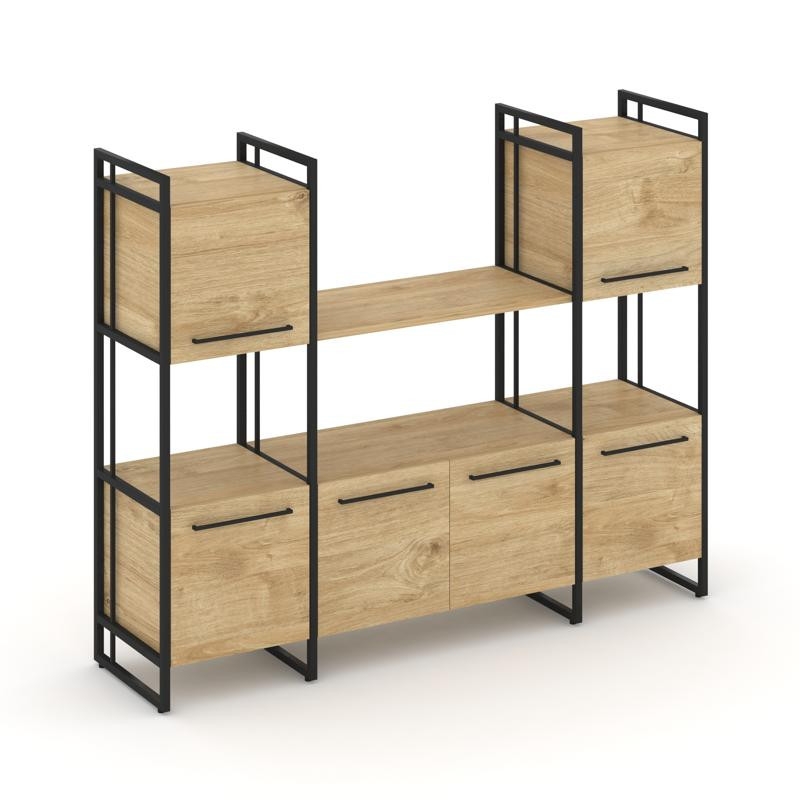 Rift Шкаф комбинированый RF.NS-002 Тиквуд Светлый/Металл Черный/Черный Ручки 1598*396*1286