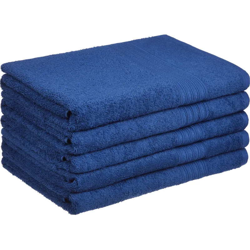 Набор полотенец махровых Luscan/бордюр 400г/м2, 70х140 тем-син, 5 шт/уп