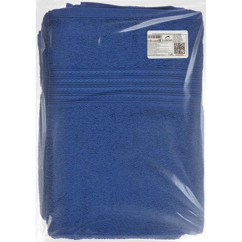 Набор полотенец махровых Luscan/бордюр 400г/м2, 70х140 тем-син, 5 шт/уп