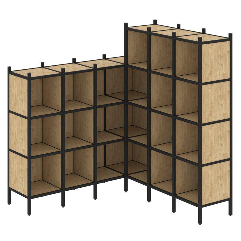 Loft Угловой внутренний стеллаж VR.L-50 Тиквуд Светлый/Металл Черный 1694*1694*1869