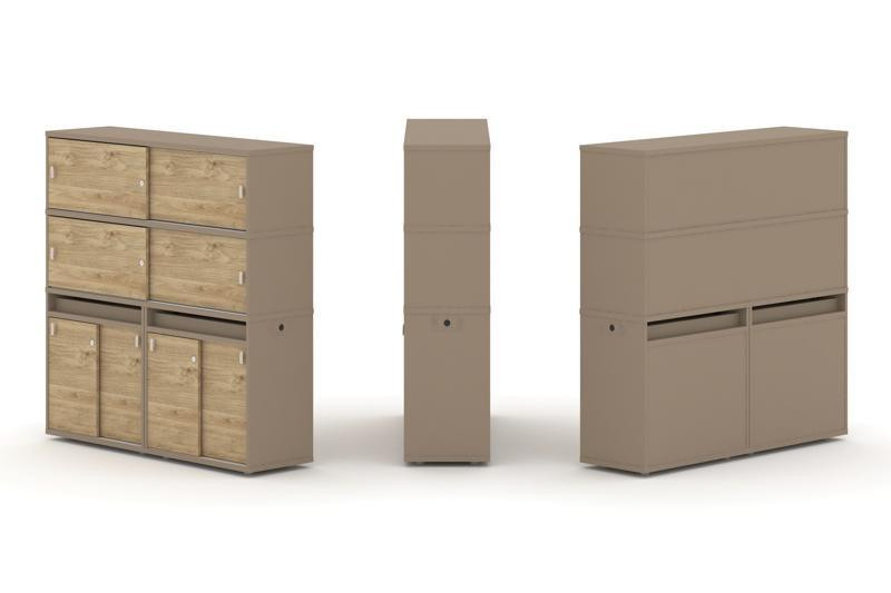 Estetica Набор №8. Тумба двойная+высокая надставка ES.NB.2V-8 Латте/Тиквуд Светлый 1500*410*1520