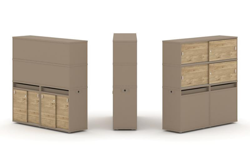 Estetica Набор №8. Тумба двойная+высокая надставка ES.NB.2V-8 Латте/Тиквуд Светлый 1500*410*1520