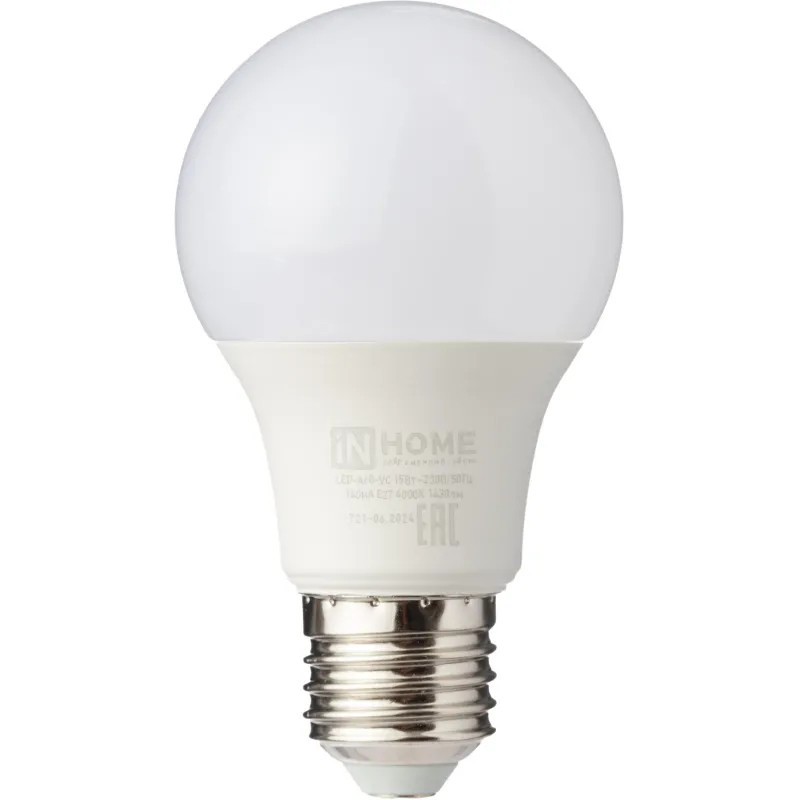 Лампа светодиодная LED-A60-VC 15Вт 230В Е27 4000К IN HOME