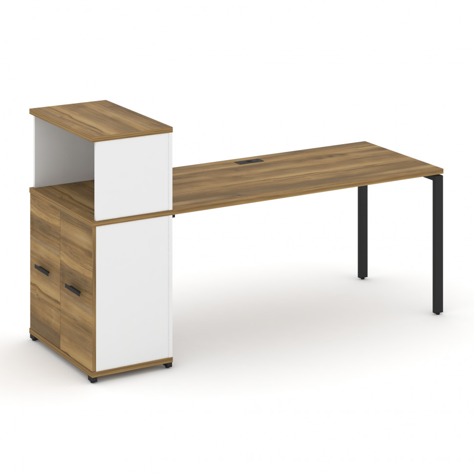 Concept Стол рабочий с опорным распаш. шкафом с надставкой низ. CN.SP-228 B Сандал Янтарный/Белый Бр