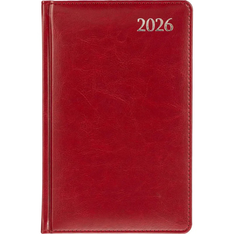 Ежедневник датированный 2026 Attache А5, 168л, 138x213мм, под кожу бордовый