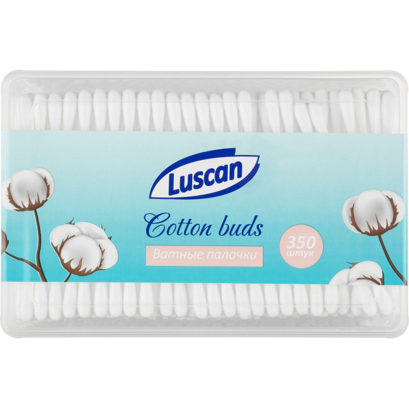 Палочки ватные Luscan   пластик. моноблок 350шт/уп