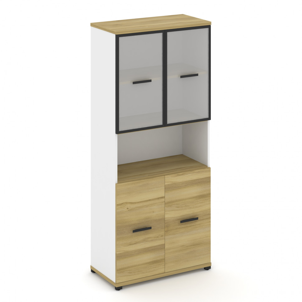 Concept Шкаф 1 широкая секция, 5 ниш CN.STS-513 RMB B Дуб Винченцо/Белый Бриллиант/Металл Черный/Сат