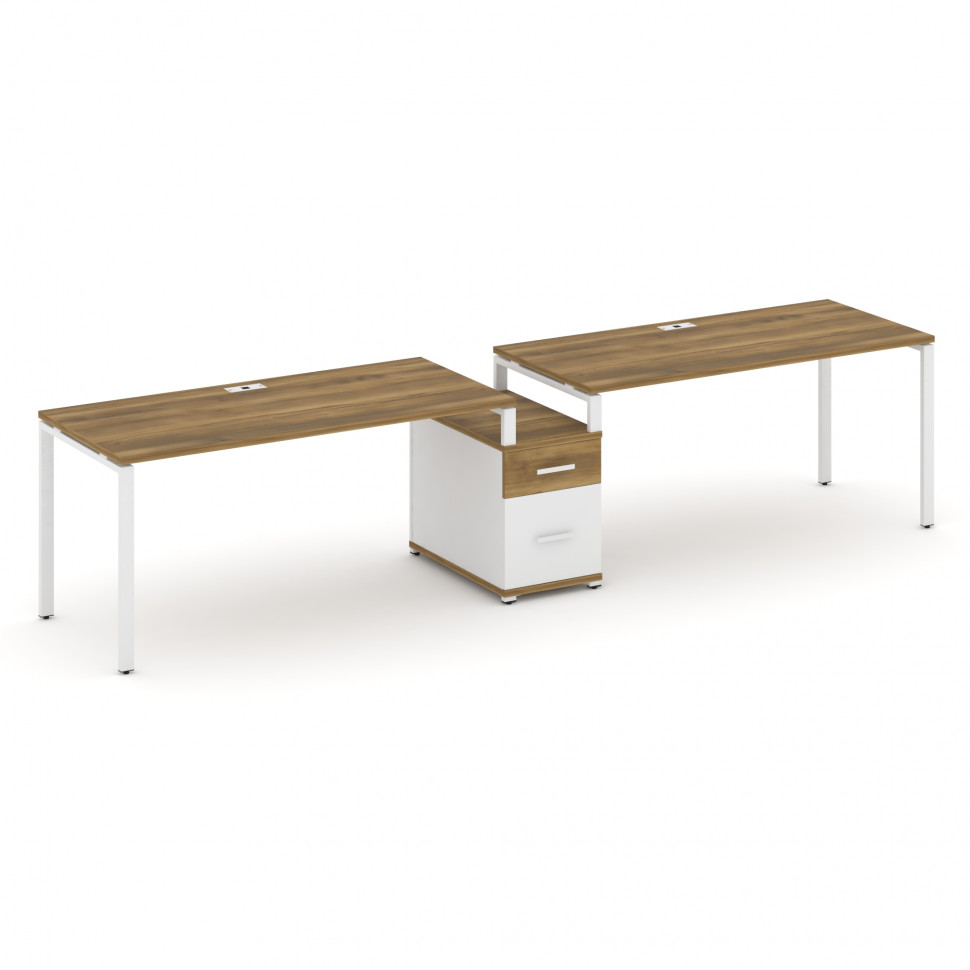 Concept Рабочая станция 2 места с 1 опорной тумбой CN.ORS-308 W Сандал Янтарный/Белый Бриллиант/Мета