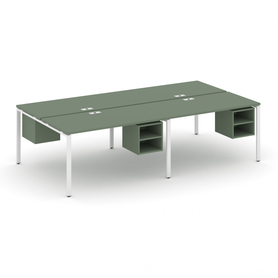 Concept Рабочая станция двухсторонняя с подвесными тумбами на 4 места CN.DRS-126 Кобо/Металл Белый 2 Concept Рабочая станция двухсторонняя с подвесными тумбами на 4 места CN.DRS-126 Кобо/Металл Белый 2