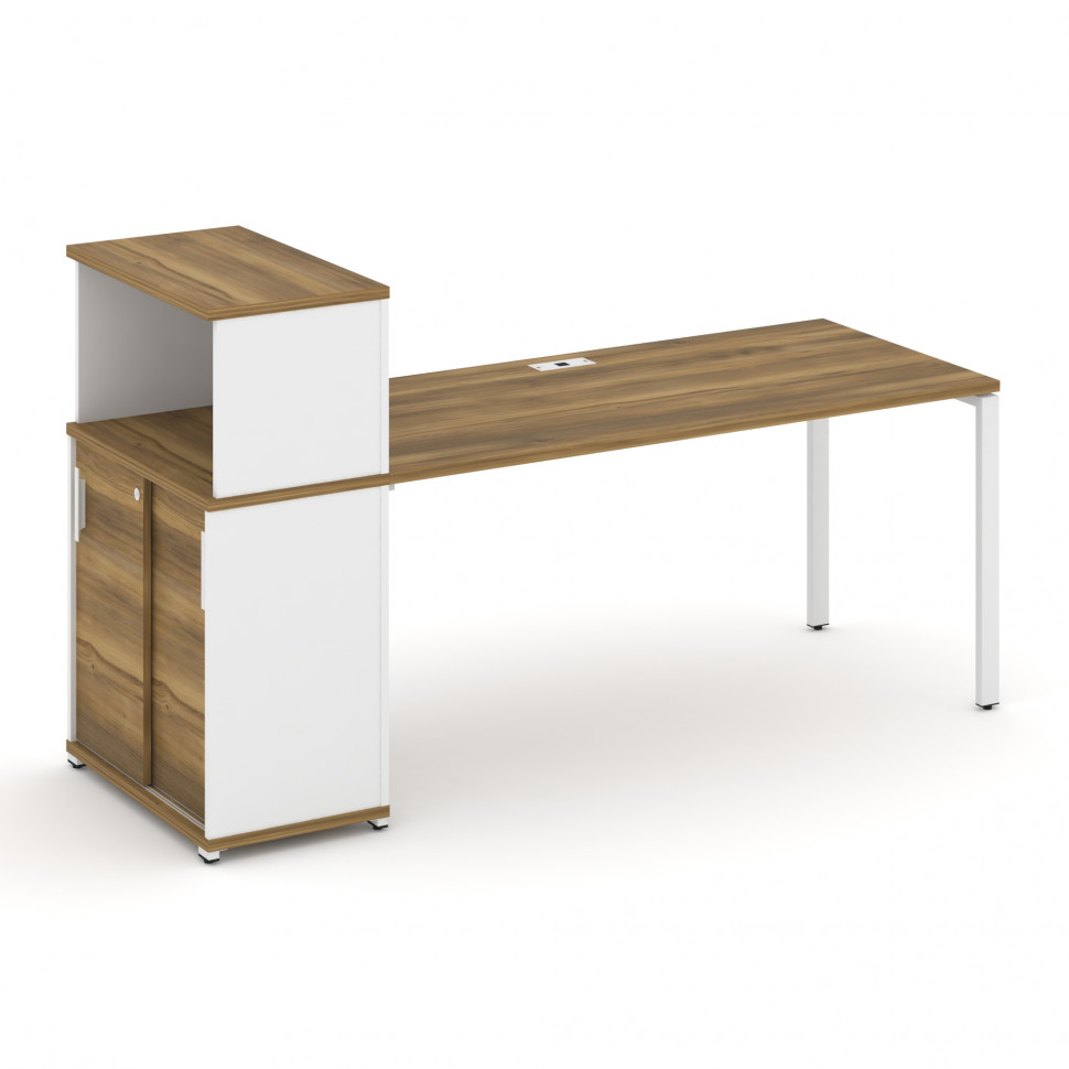 Concept Стол рабочий с опорным шкафом-купе с надставкой низ. CN.SP-240 W Сандал Янтарный/Белый Брилл Concept Стол рабочий с опорным шкафом-купе с надставкой низ. CN.SP-240 W Сандал Янтарный/Белый Брилл