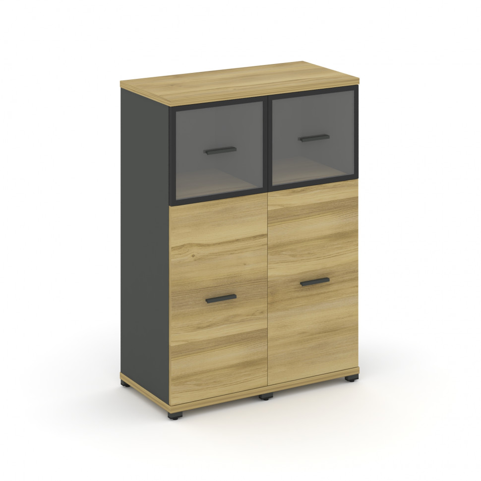 Concept Шкаф 2 узкие секции, 3 ниши CN.STU-324 RPB A Дуб Винченцо/Антрацит/Металл Антрацит/Прозрачны